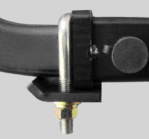 StowAway close-up of powder-coated plate and stainless U-bolt showing durable construction