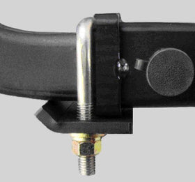 StowAway close-up of powder-coated plate and stainless U-bolt showing durable construction