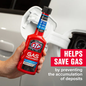STP used while filling a car tank to maintain engine performance