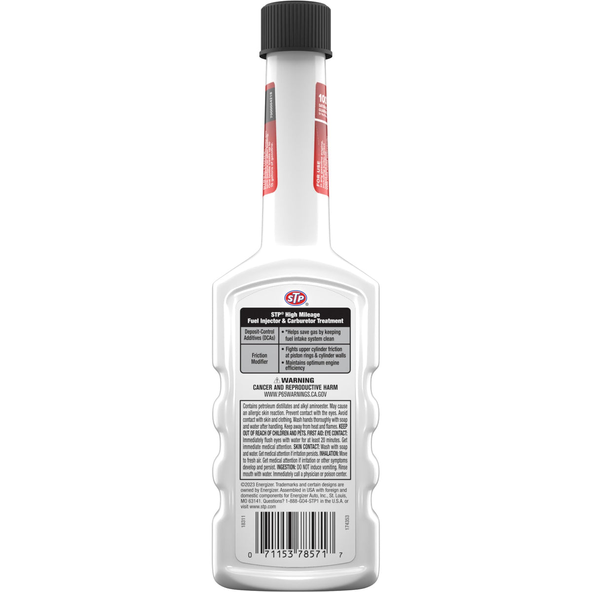 STP bottle next to ruler showing compact 5.25 ounce size