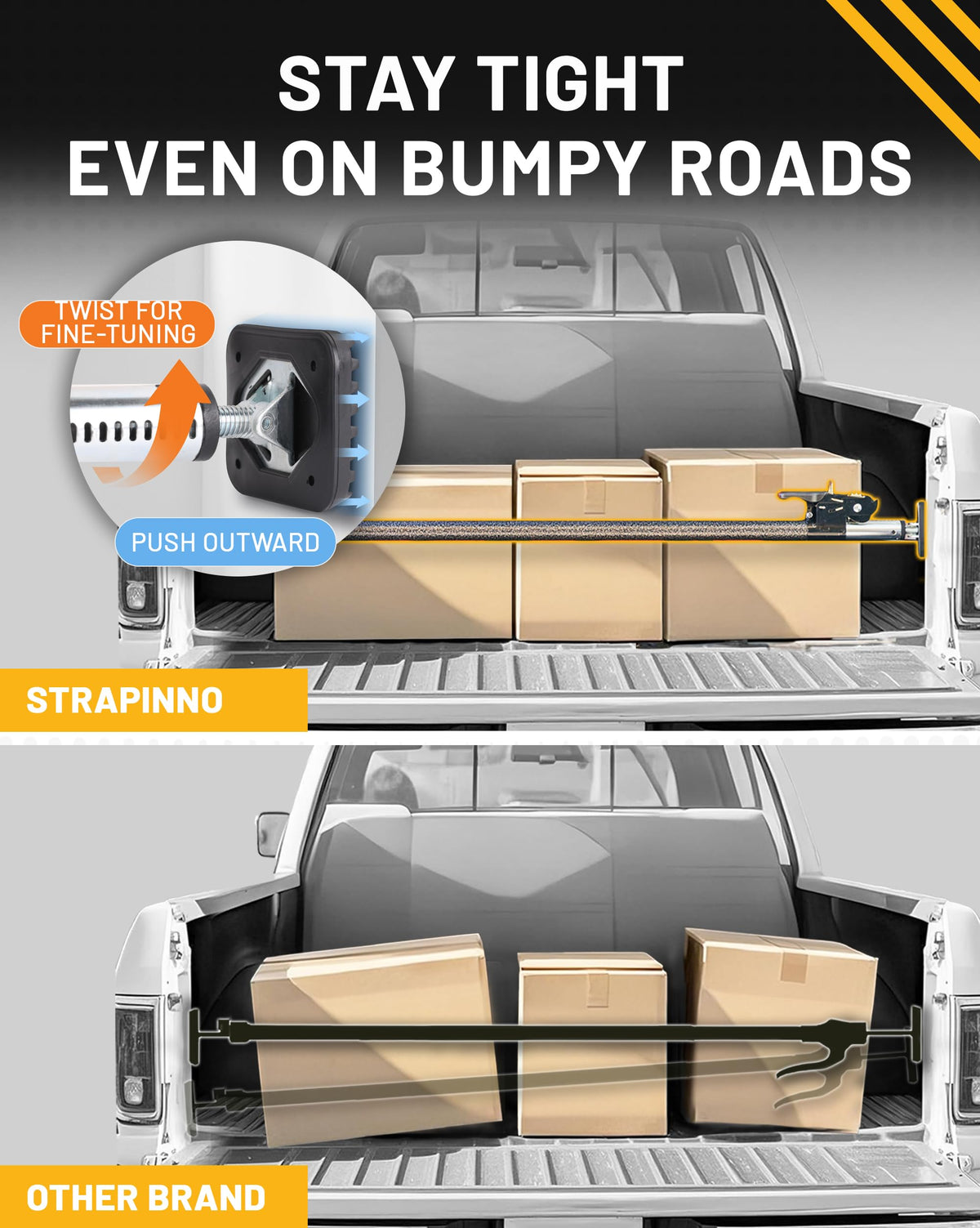 Strapinno ratchet detail highlighting easy tensioning and fast operation