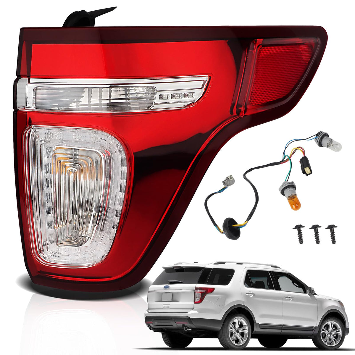 STRAUTOS right tail light front view showing clean OEM fit and clear lens benefit
