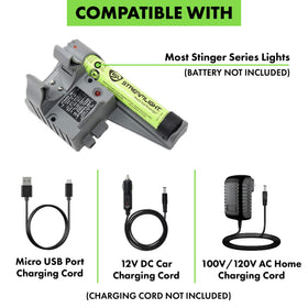 Streamlight charger in vehicle use demonstrating 12V hookup for continuous power