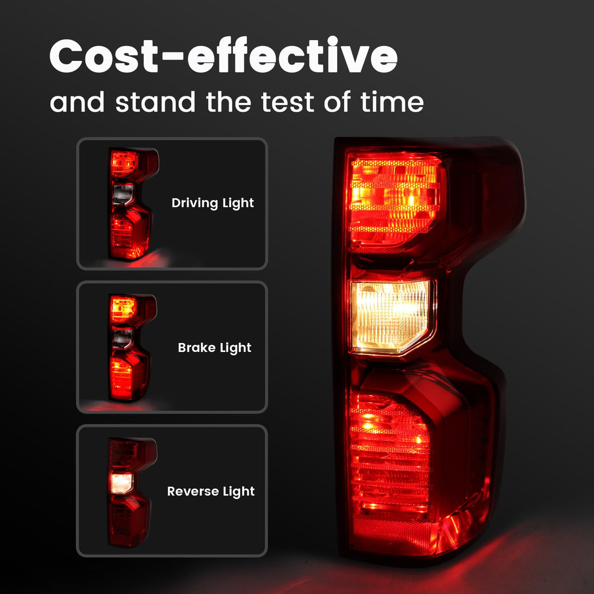 STRECOS tail light installed on Silverado demonstrating direct-fit convenience