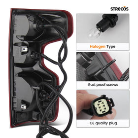 STRECOS tail light rear view with plug and harness for easy connection