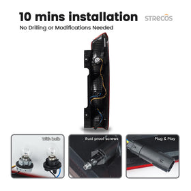 STRECOS rear housing and harness view showing plug-and-play convenience