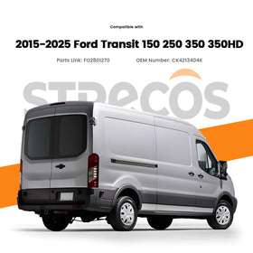 STRECOS tail light installed on Ford Transit passenger side showing scale