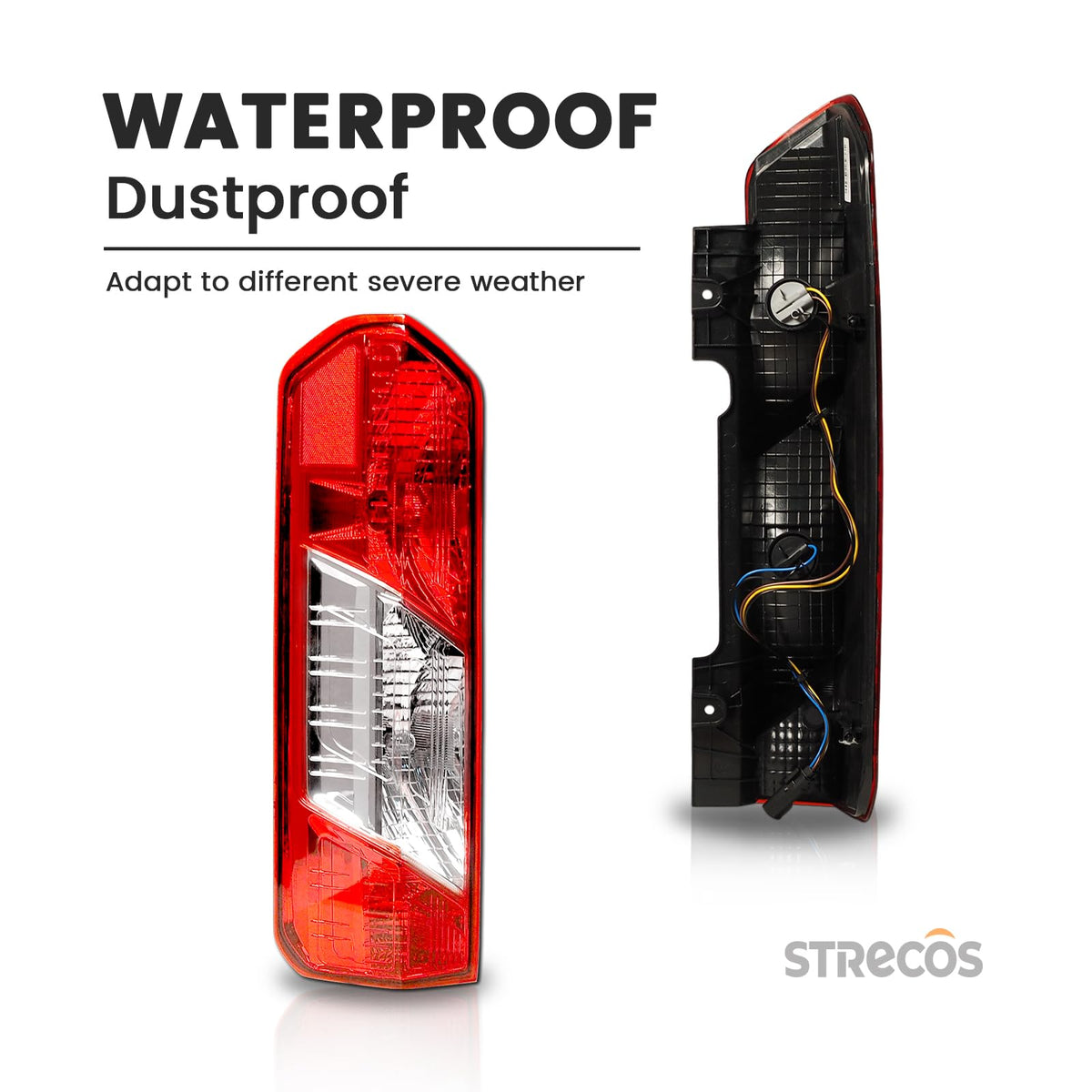 STRECOS tail light on van at roadside showing enhanced visibility for safety