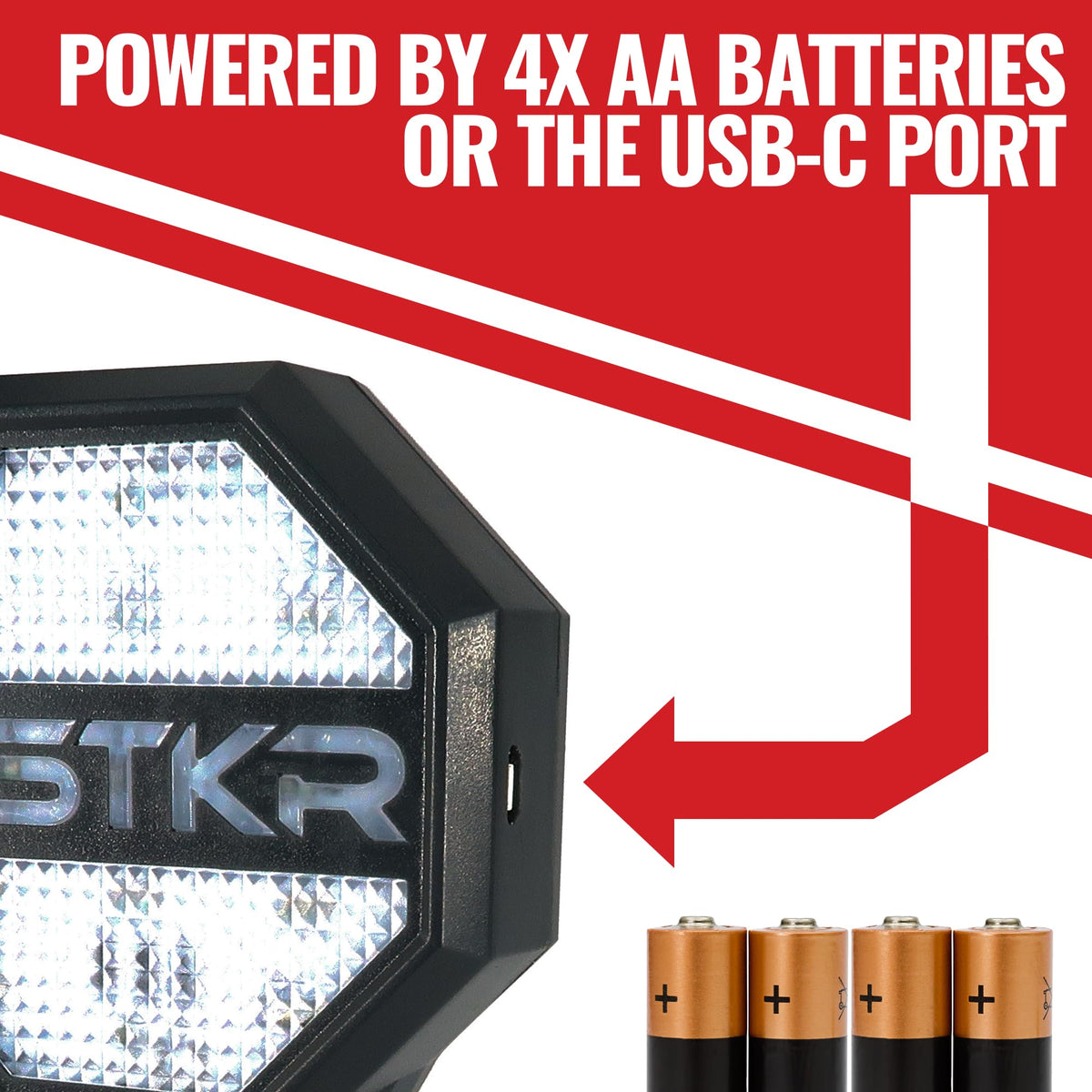 Striker battery compartment and USB port showcasing dual power flexibility