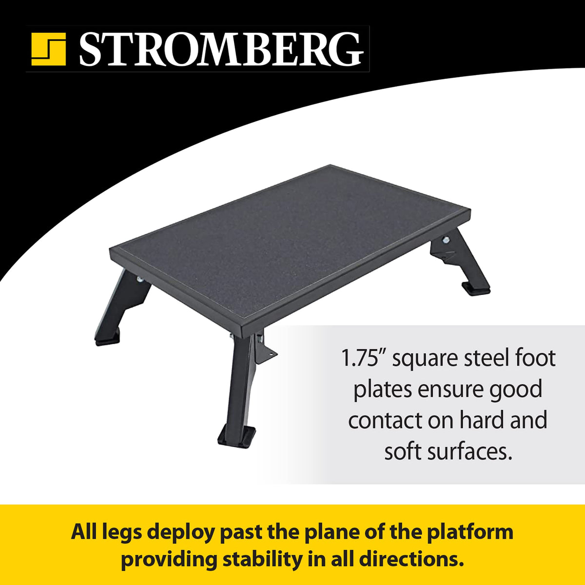 Stromberg Carlson step placed at RV doorway demonstrating easier entry and safer footing