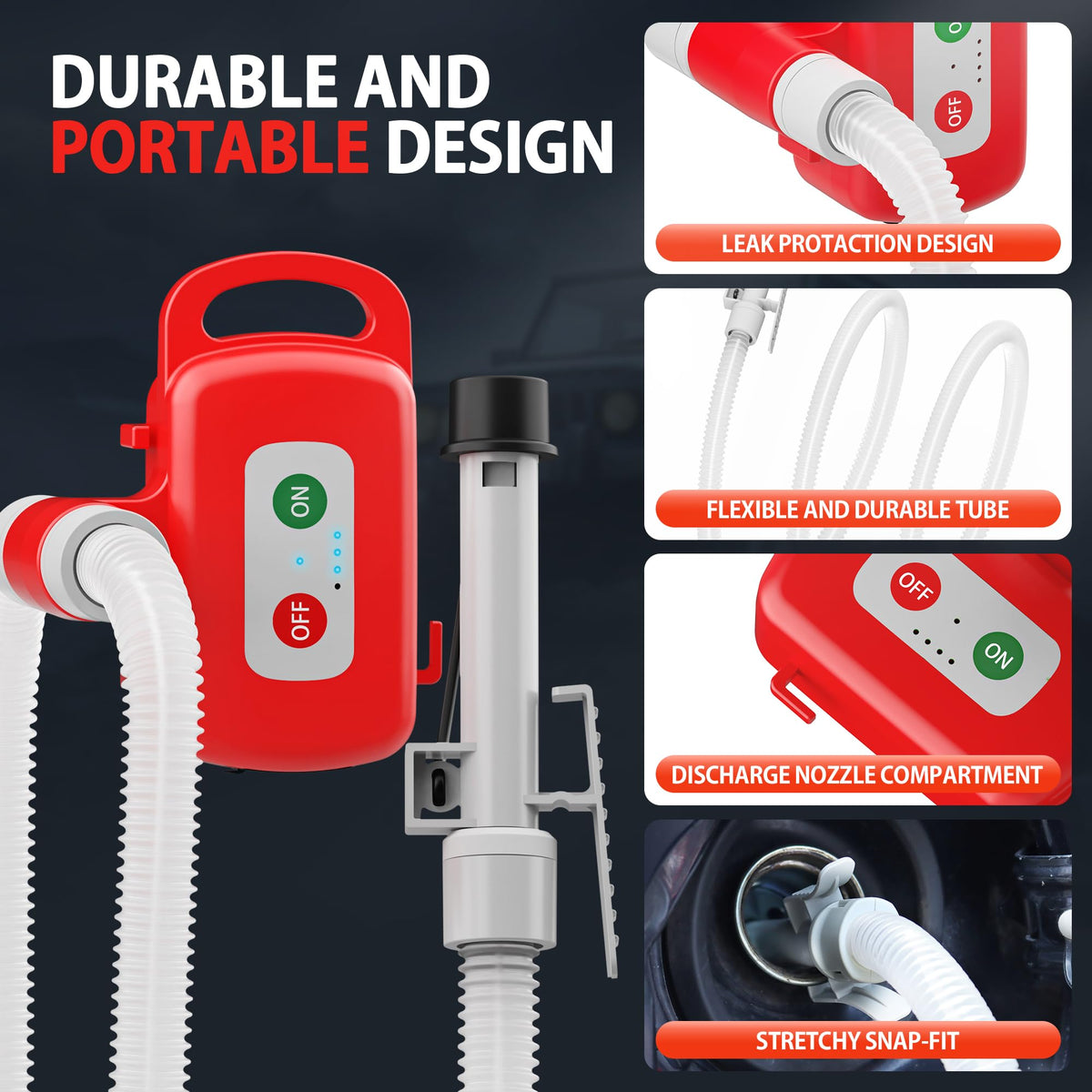 STRONIX battery compartment and 12V ports showing rechargeable and DC options