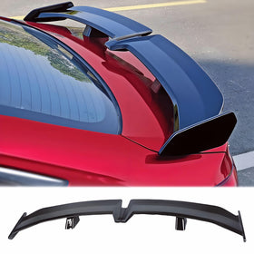 Sts.Ev01 front view of glossy black spoiler showing sleek styling and instant upgrade