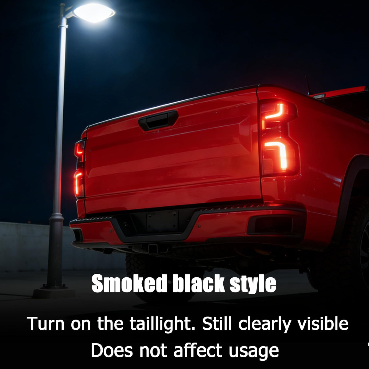 Sts.Ev01 lifestyle driveway shot on Silverado highlighting upgraded rear aesthetics