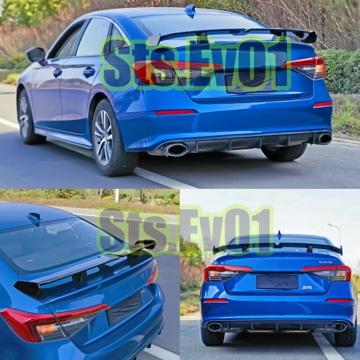 Sts.Ev01 trunk-mounted perspective showing tape installation and clean fitment