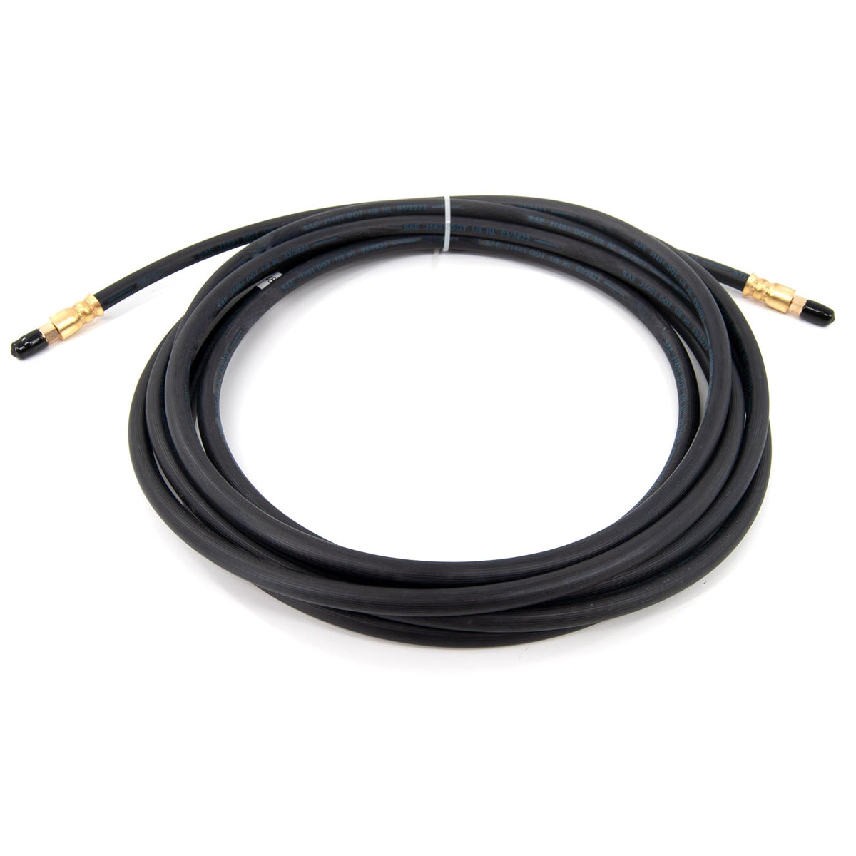 Sturdy Built front view of 20ft brake hose showing length and flexibility benefit