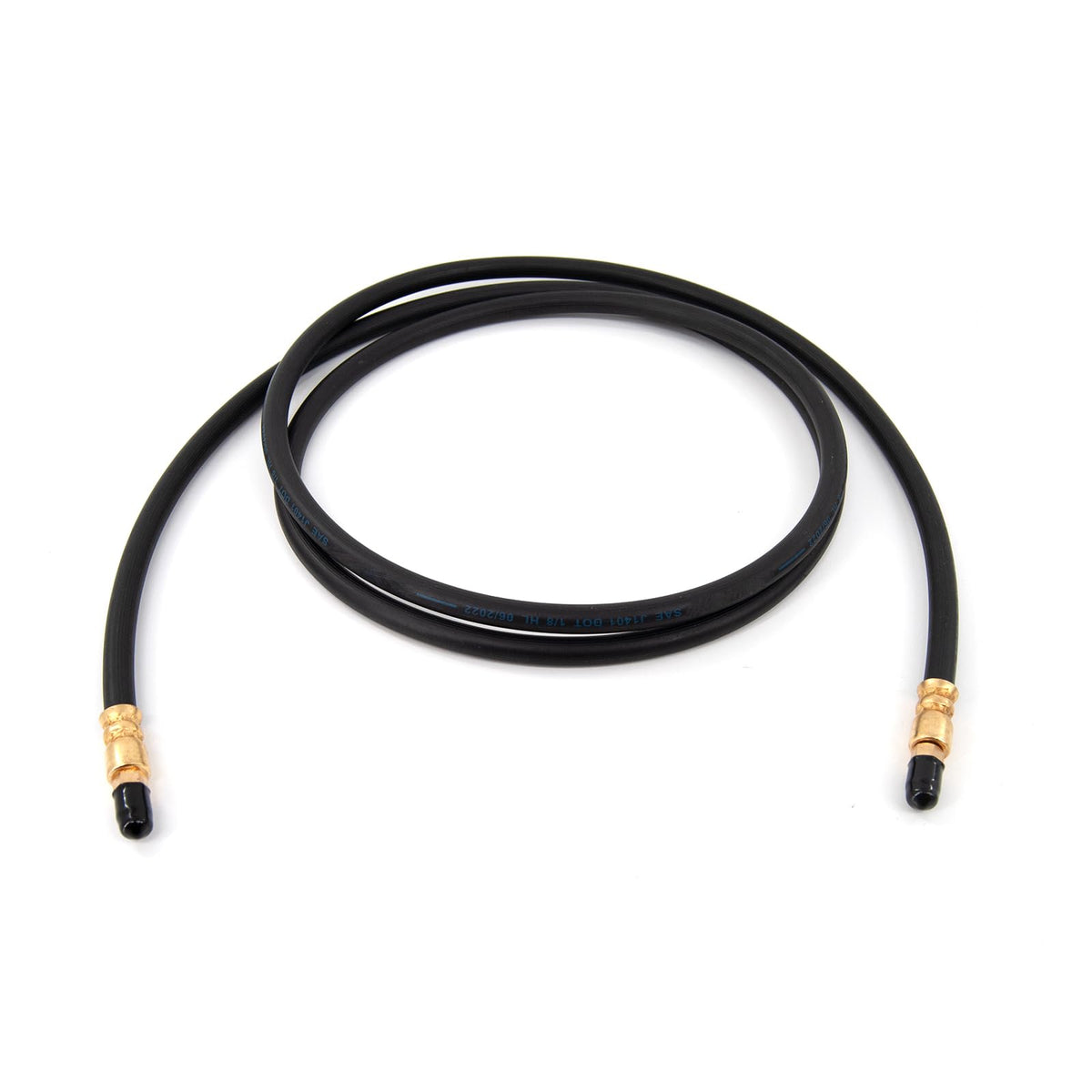 Sturdy Built front view of 7ft brake hose showing full length and benefits