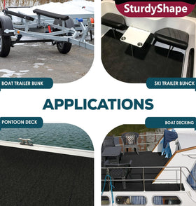 SturdyShape installed carpet on trailer bunk protecting boat hull
