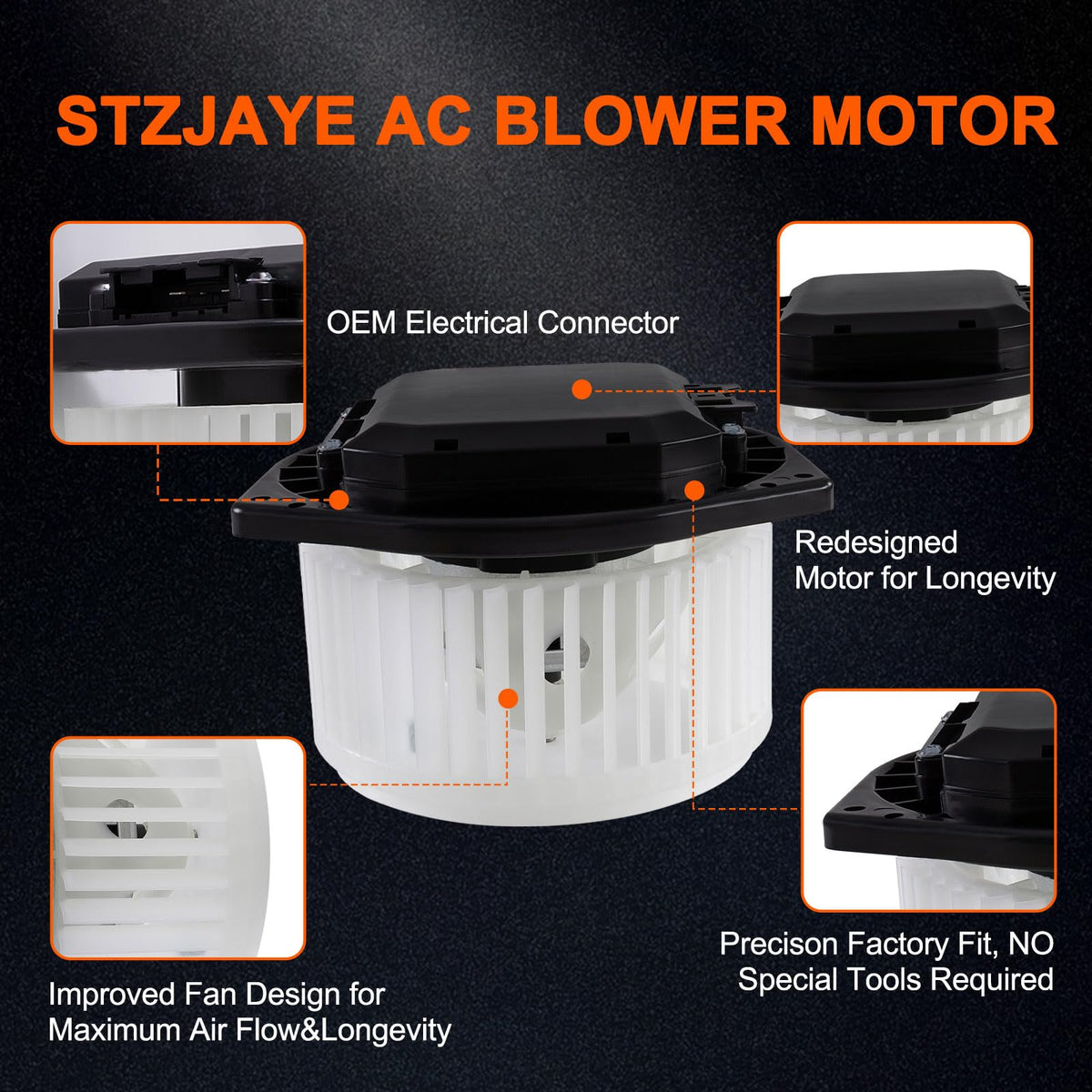 STZJAYE blower motor electrical connector detail, simplifies plug-and-play replacement
