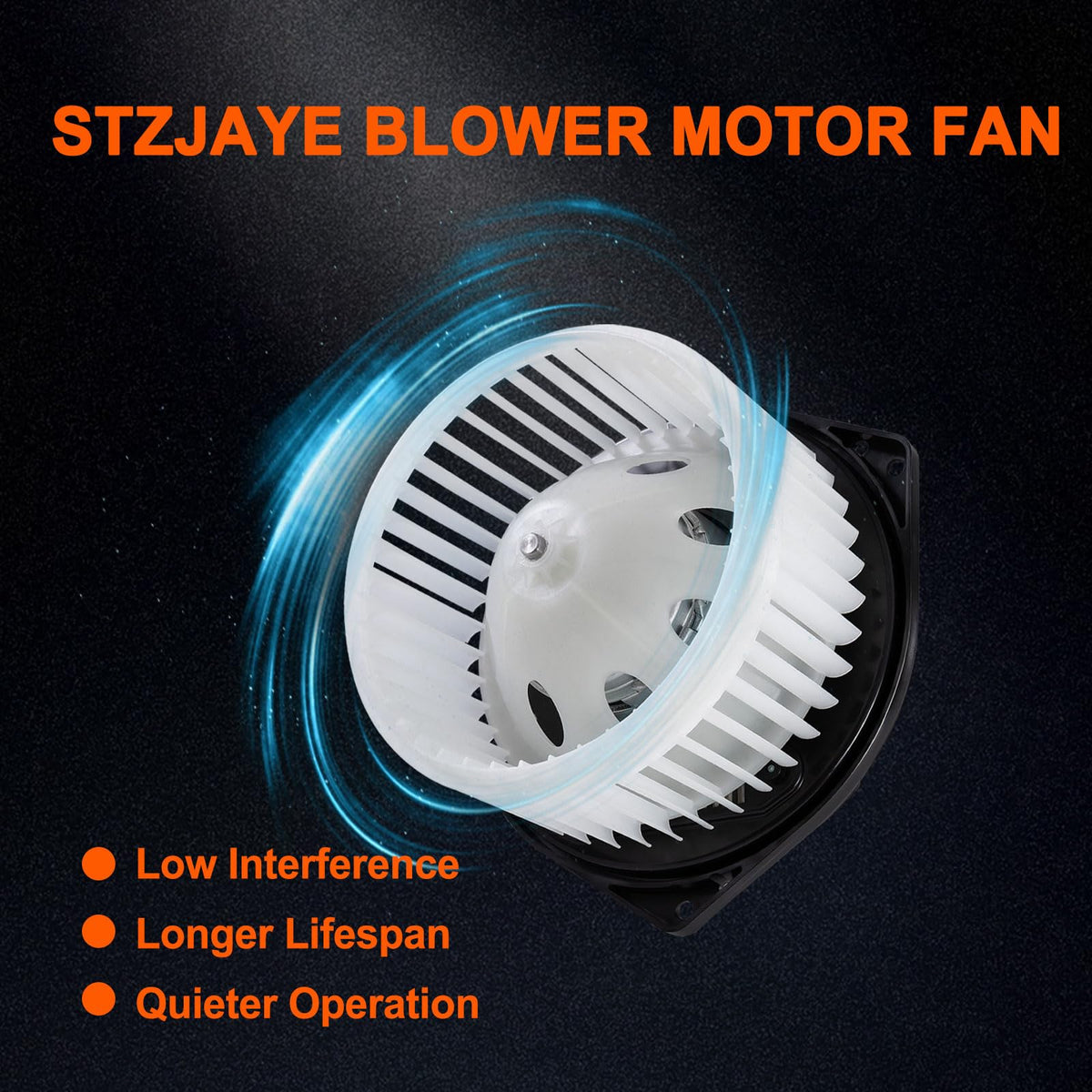 STZJAYE blower motor impeller closeup showing balanced blades for steady airflow