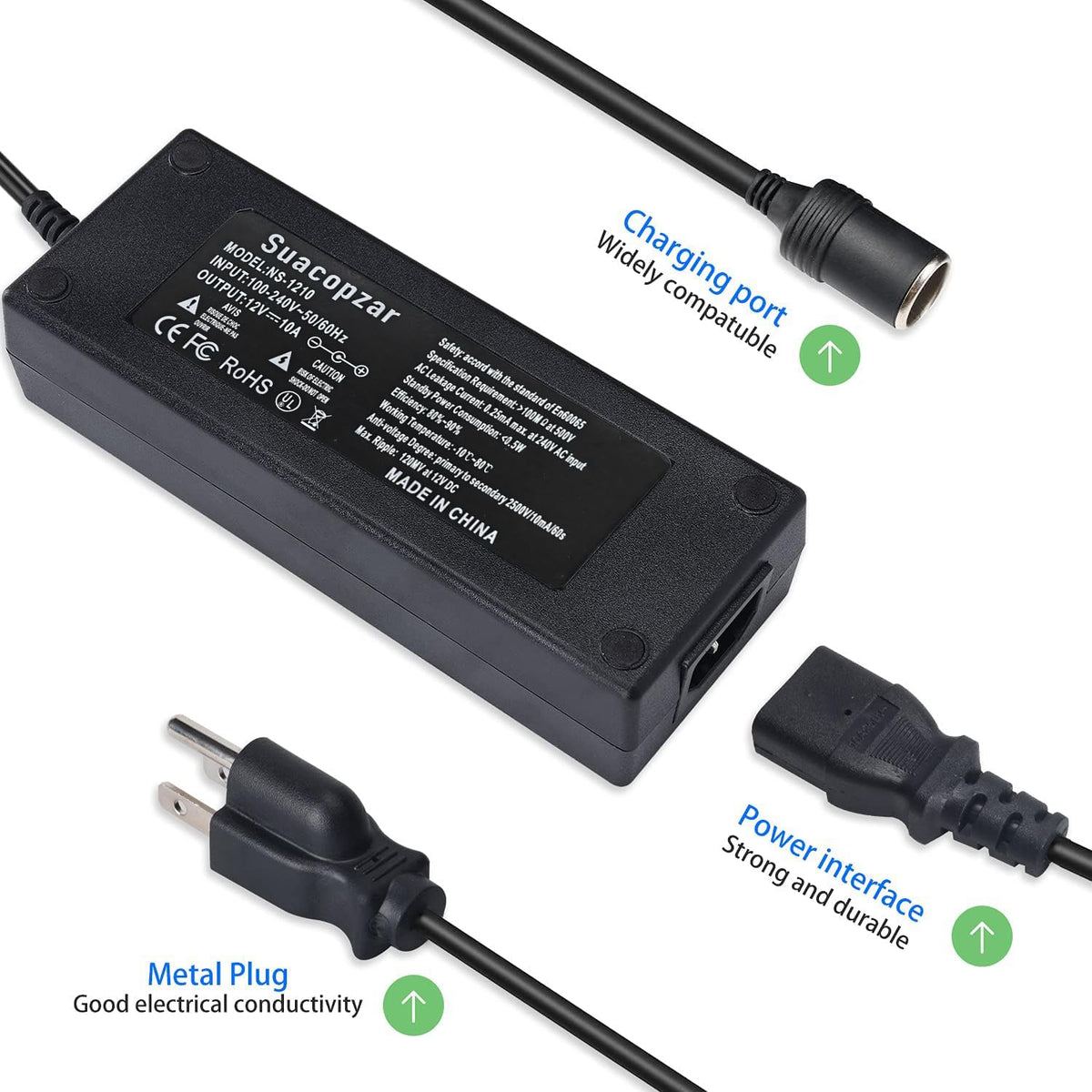 suacopzar adapter with long cord on kitchen counter for flexible placement