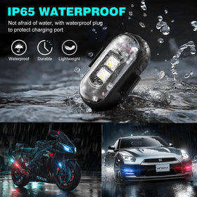 Suacopzar strobes mounted on a motorcycle handlebar improving nighttime visibility