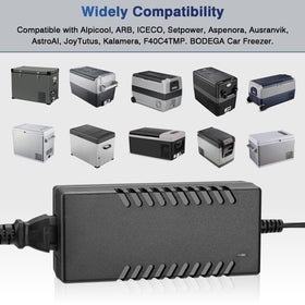 Suacopzar adapter connected to portable fridge illustrating easy home use