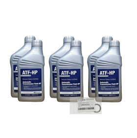 Subaru genuine ATF pack front view showing OEM label and part number for accurate service