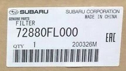 Subaru cabin filter front packaging showing genuine OEM box and fitment benefits
