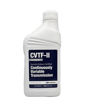 Subaru CVTF-II pour nozzle close-up highlighting green fluid and easy pouring benefit