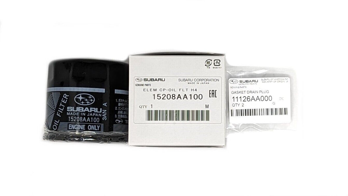 Subaru genuine oil filter front showing label and fitment, ensures OEM compatibility