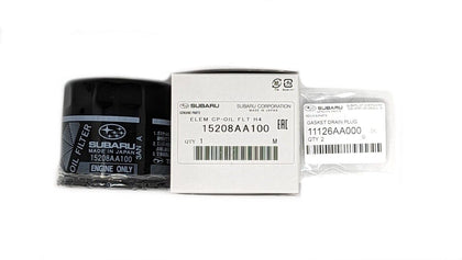 Subaru genuine oil filter front showing label and fitment, ensures OEM compatibility