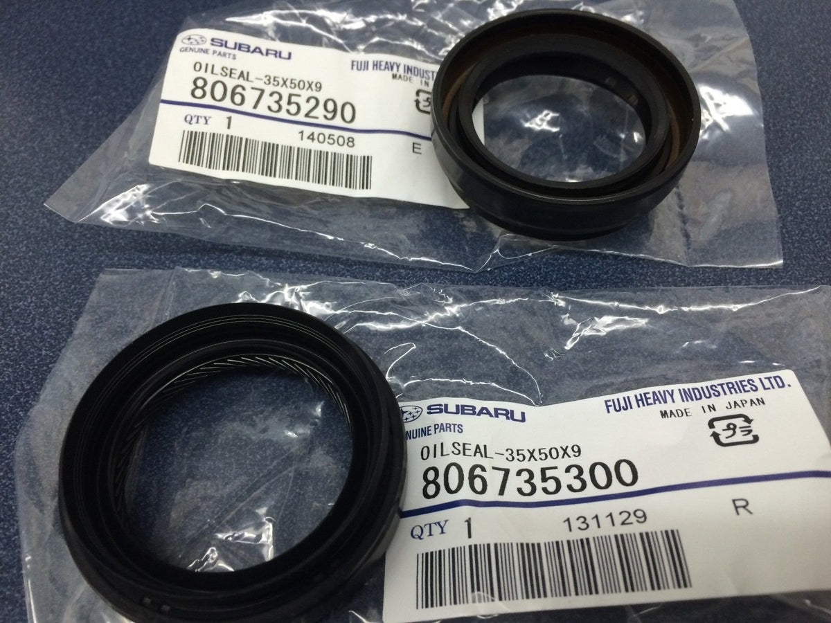 Subaru front axle seal kit in OEM packaging showing sealed parts and clear fitment benefit