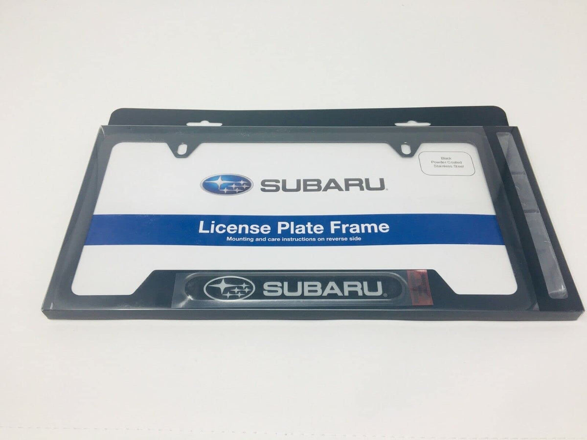 Subaru logo close-up on polyurethane emblem highlighting durable texture