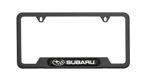 Subaru matte black license plate frame front view showing clean OEM look