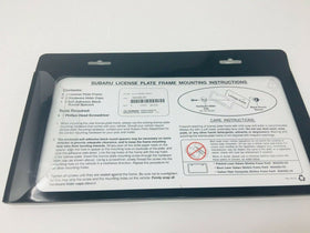 Subaru license plate frame installed on bumper showing tidy finish