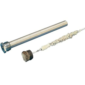 Suburban anode rod beside ruler showing 9-inch size for fit verification