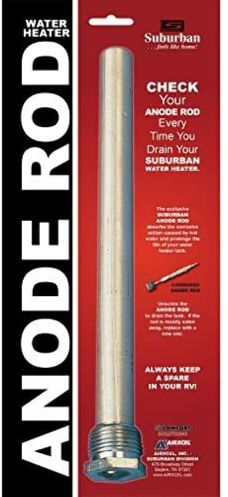 Suburban anode rod close-up of 3/4-inch thread for easy installation