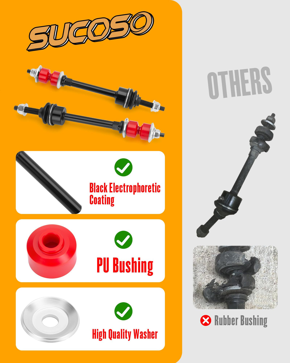 SUCOSO close-up of PU bushing highlighting durability and longer life