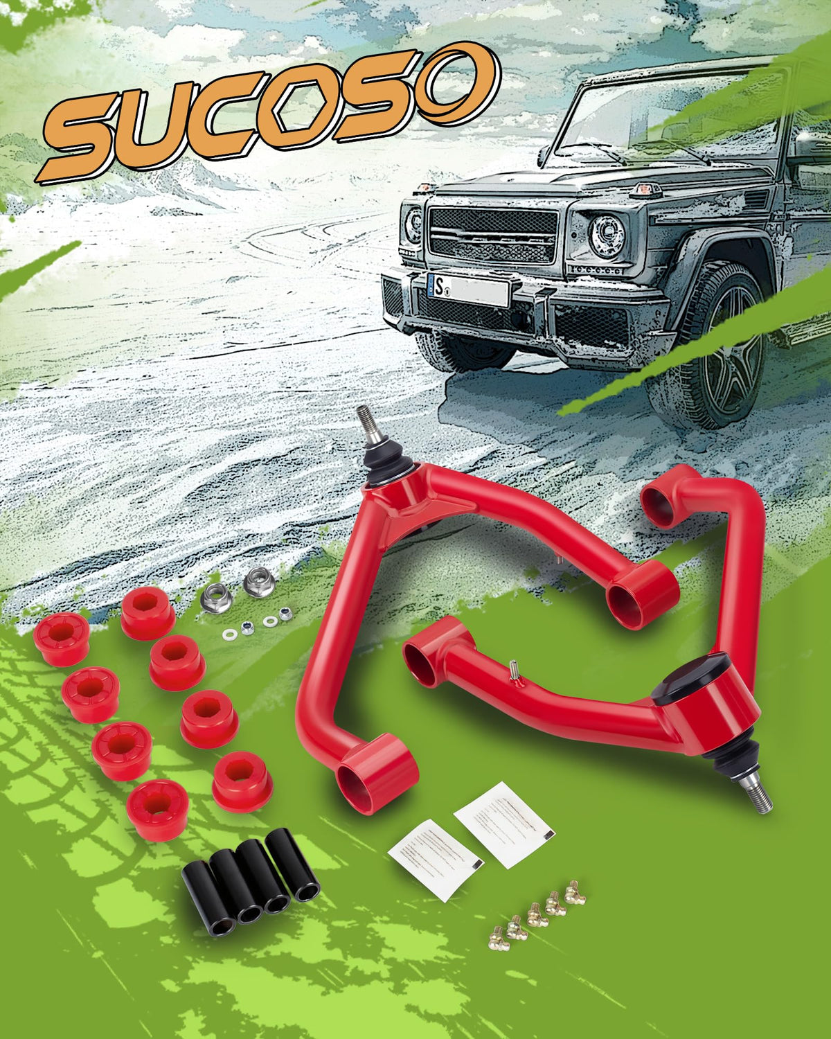SUCOSO packaged control arm with included hardware for straightforward install