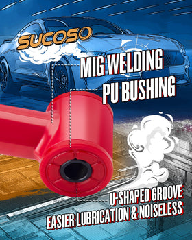 SUCOSO polyurethane bushing detail showing low-wear grooves for lubrication