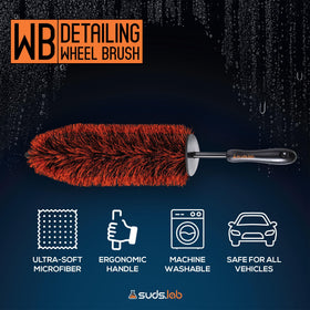 suds.lab close-up of microfiber bristles showing soft fibers that lift brake dust safely