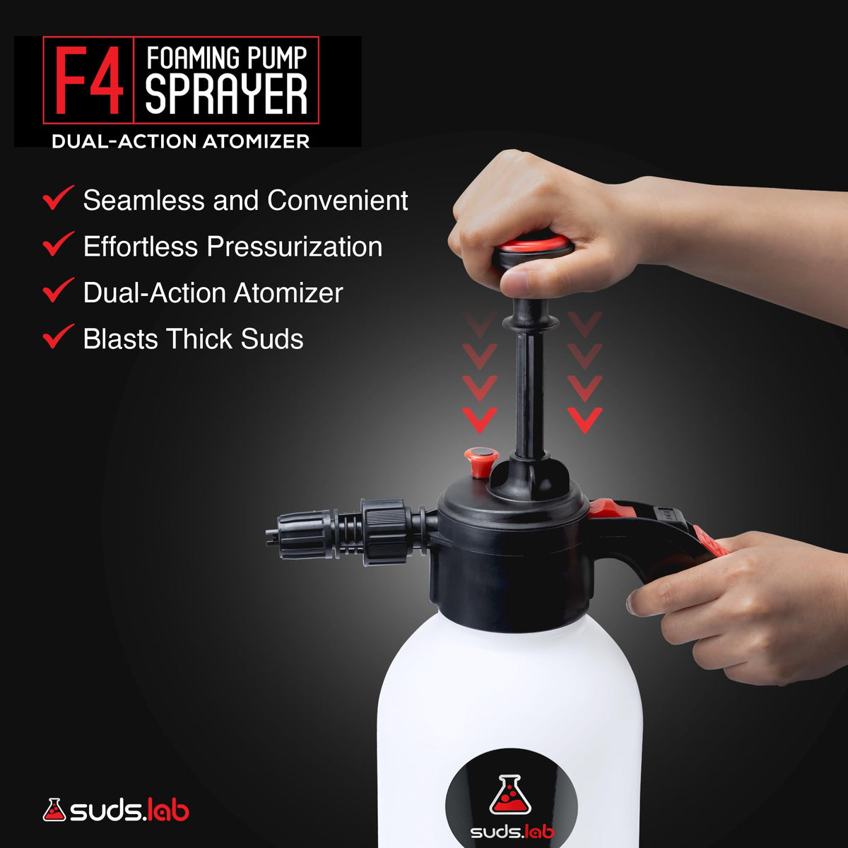 suds.lab ergonomic handle detail for comfortable extended cleaning