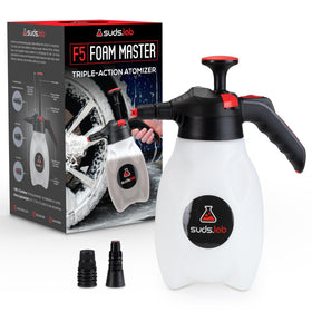 suds.lab F5 Foam Master front view showing ergonomic pump and bottle for comfortable use