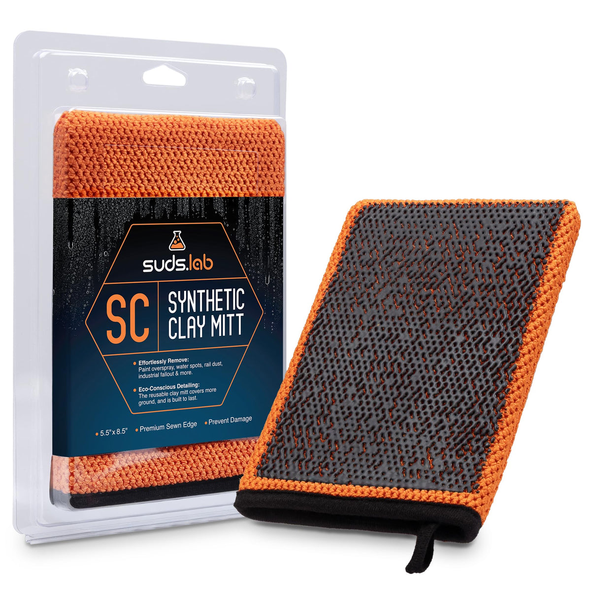 suds.lab front packaging showing mitt benefits and reusable design