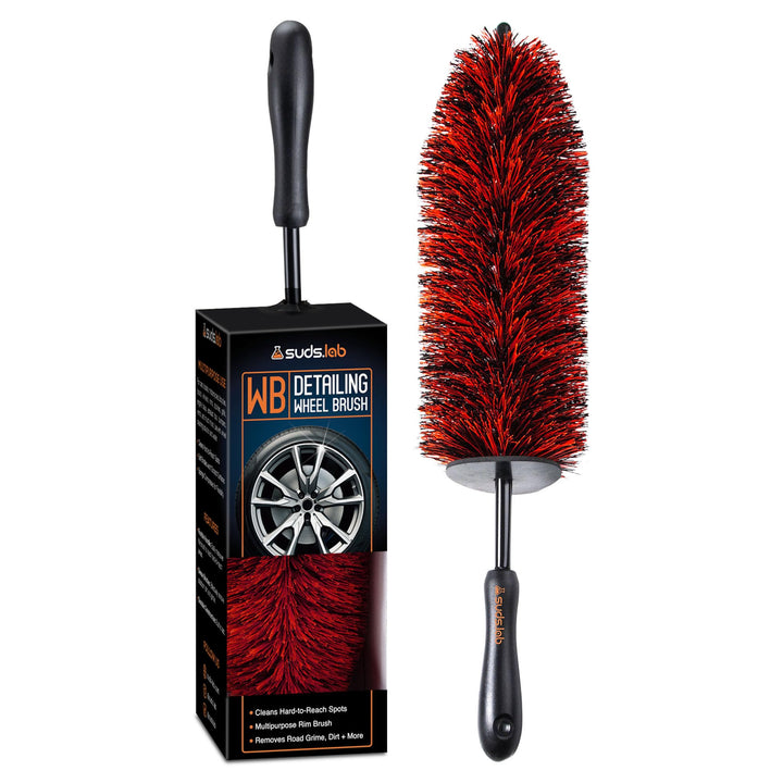 suds.lab front view of wheel brush showing full length and packaging benefit of easy identification