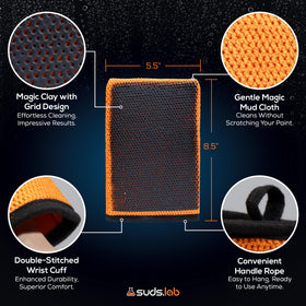 suds.lab mitt on detailing bay with tools for professional prep