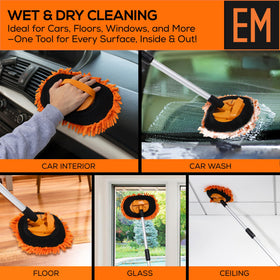 suds.lab mitt and pole beside a hand to show scale and ergonomic handling benefit