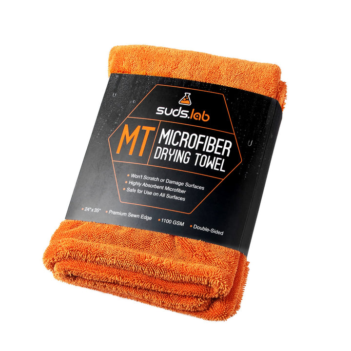 suds.lab towel front view showing full 24x35 size and coverage benefit