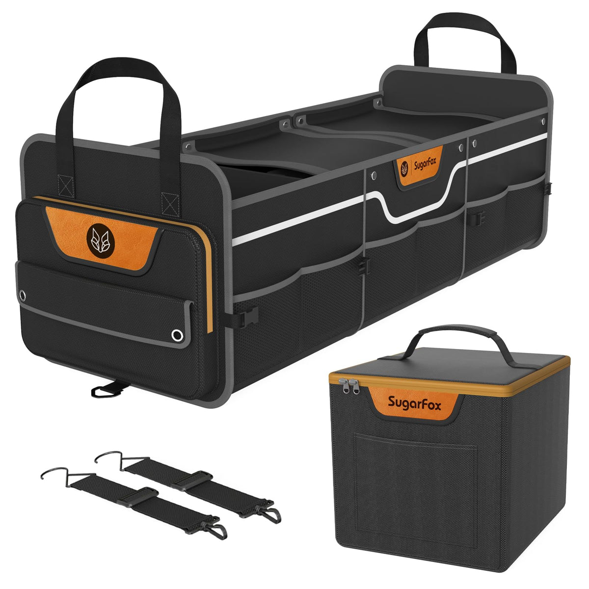SugarFox front view of organizer showing storage capacity and neat layout benefit