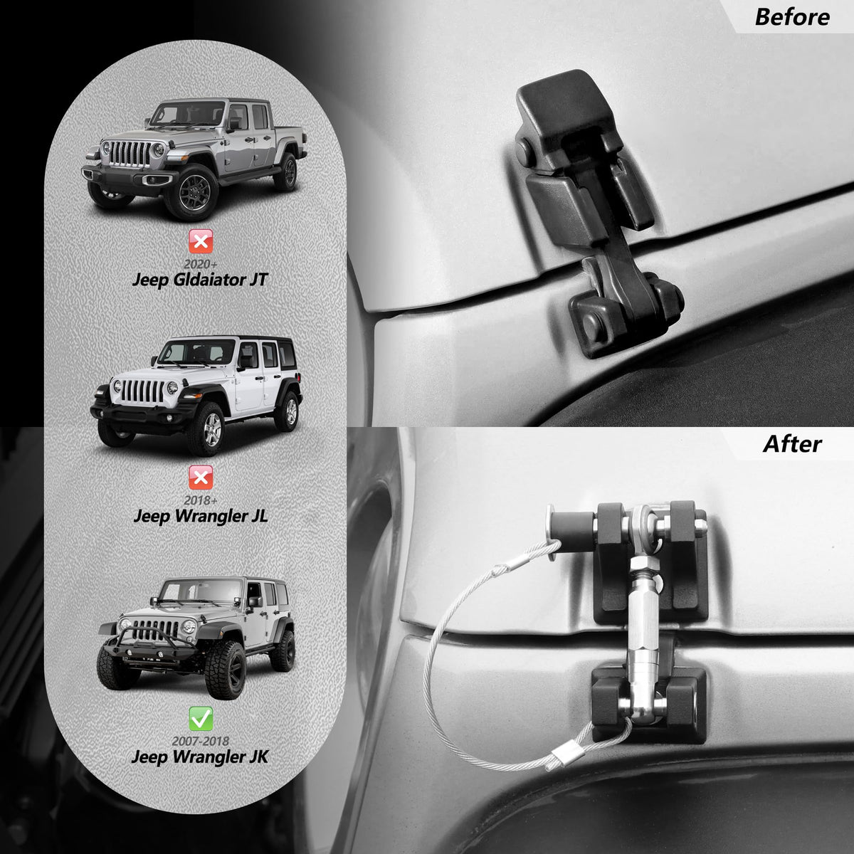 sukemichi hood latch side profile illustrating low-profile design benefit